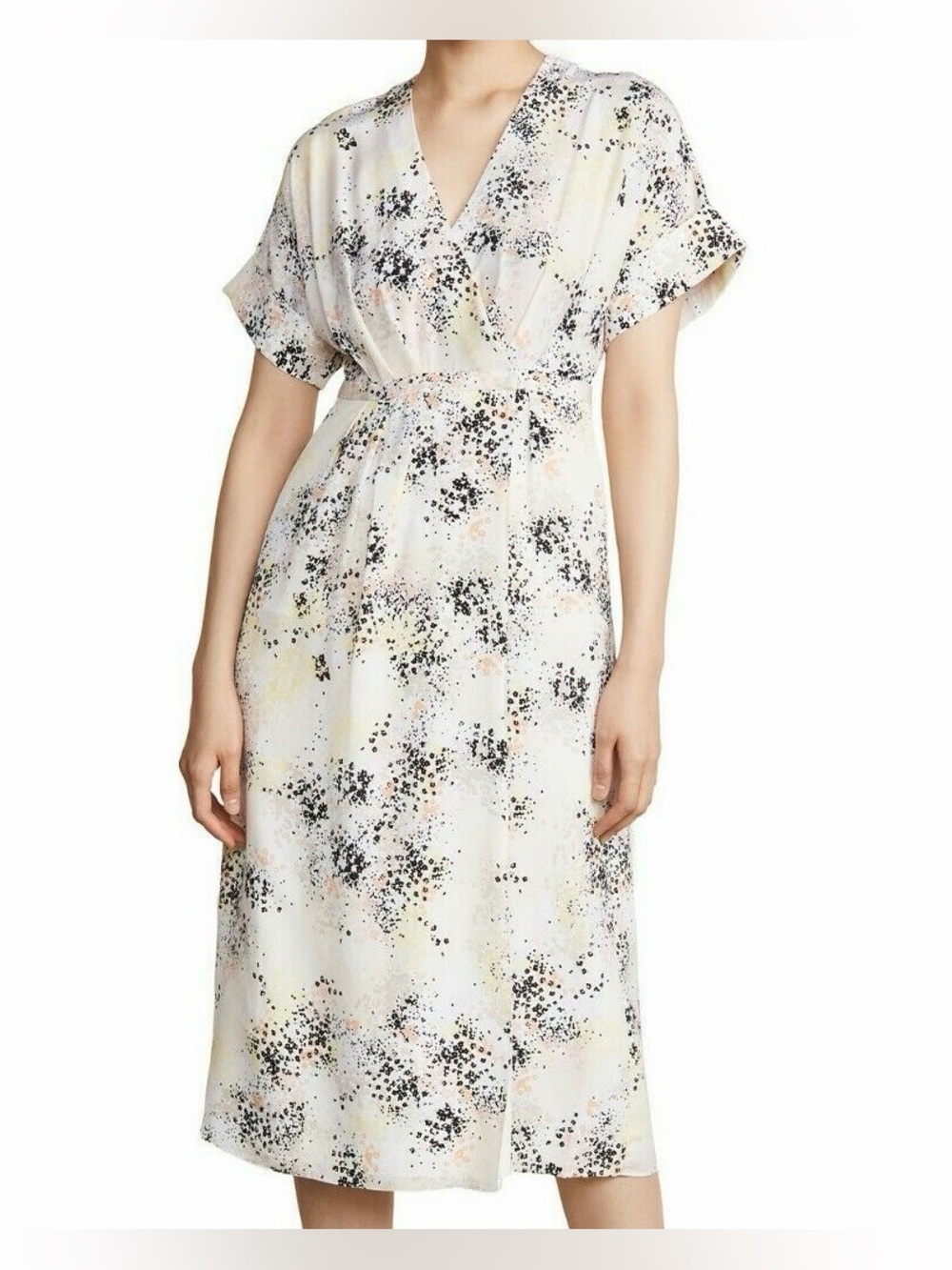 Equipment Tavine Silk Kimono Sleeve Wrap Midi Dress Size 6